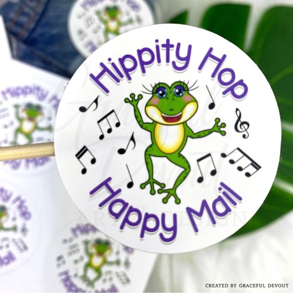 Graceful Devout Other - 🐸 Hippity Hop Happy Mail - 2" (inches) Sticker 48ct.)